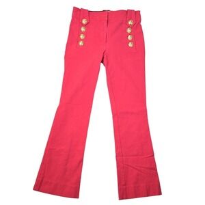 Derek Lam 10 Crosby Pink Sailor Gold Button Details Size 0 Cropped Flare Pant